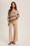 Notch Neck Striped Sweater (S-L)