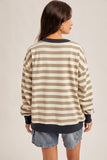 Striped Oversized Sweatshirt, Navy