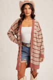 Textured Stripe Long Line Cardigan