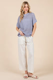 Loose Knit Short Sleeve Sweater- Periwinkle (3x)