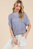 Loose Knit Short Sleeve Sweater- Periwinkle (3x)