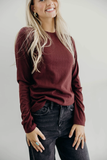 Pointelle Long Sleeve- Wine (XS-2X)