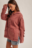 Button Front Washed Hoodie (S-L)