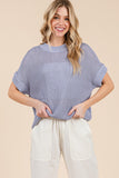 Loose Knit Short Sleeve Sweater- Periwinkle (3x)