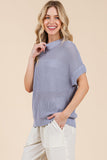 Loose Knit Short Sleeve Sweater- Periwinkle (3x)