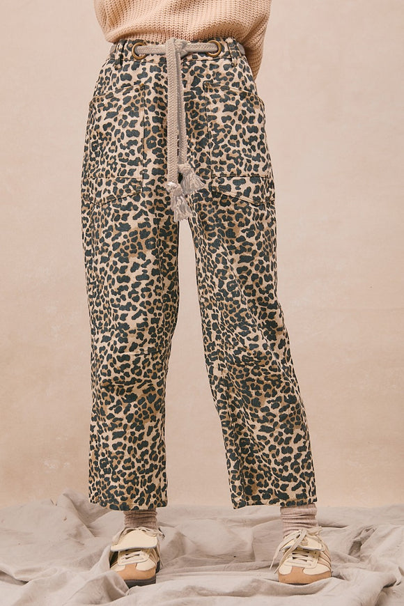 Braided Belt Leopard Pants (S-XL)