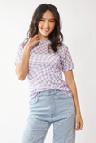 Checker Mesh Short Sleeve, Lavender (S-L)