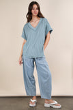 Casual Comfy Ribbed Top- Blue
