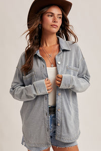 Soft Knit Oversized Denim Shacket (S-L)