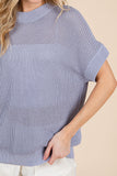 Loose Knit Short Sleeve Sweater- Periwinkle (3x)