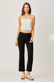 Risen-Mid Rise Crop Straight Denim- Black