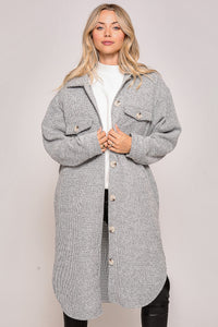 Long Soft Textured Jacket, H. Grey