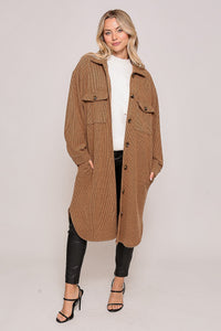 Long Soft Textured Jacket, Mocha