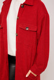 Long Soft Textured Jacket, Red