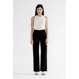 Mica- High Rise Slim Wide Raw Hem Black Denim