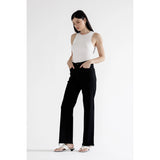 Mica- High Rise Slim Wide Raw Hem Black Denim