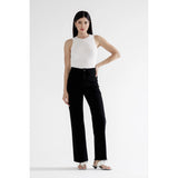 Mica- High Rise Slim Wide Raw Hem Black Denim
