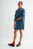 Oversized Long Sleeve Denim Dress (XS-XL)