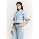 Cropped Denim Button Up Shirt