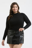 Mock Neck Long Sleeve Sweater Top, Black (S, M)