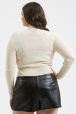 Mock Neck Long Sleeve Sweater Top, Ecru (S, M)