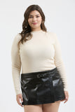 Mock Neck Long Sleeve Sweater Top, Ecru (S, M)