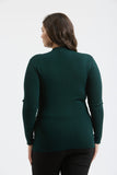 Mock Neck Long Sleeve Sweater Top, Hunter Green (S, 3x)