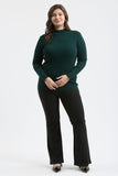 Mock Neck Long Sleeve Sweater Top, Hunter Green (S, 3x)