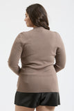 Mock Neck Long Sleeve Basic Top, Mocha