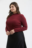 Mock Neck Long Sleeve Basic Top, Oxblood (S, 2x)