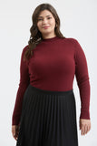 Mock Neck Long Sleeve Basic Top, Oxblood (S, 2x)