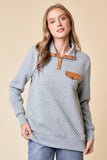 Diamond Quilted Pullover, Heather Grey