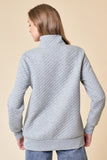 Diamond Quilted Pullover, Heather Grey