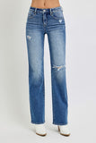 Risen- Tummy Control High Rise Straight Distressed Jeans