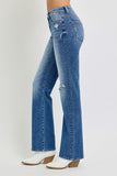 Risen- Tummy Control High Rise Straight Distressed Jeans