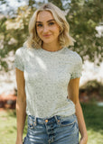 Lettuce Edge Pointelle Tee- Sagebrush (L, 2X)