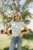 Lettuce Edge Pointelle Tee- Sagebrush (L, 2X)