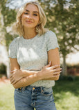 Lettuce Edge Pointelle Tee- Sagebrush (L, 2X)