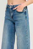 Mid Rise Wide Leg Cuffed Denim