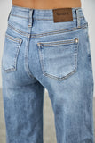 Mid Rise Wide Leg Cuffed Denim