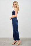 High Rise Low Curve Barrel Denim- Dark