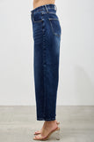 High Rise Low Curve Barrel Denim- Dark
