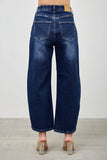 High Rise Low Curve Barrel Denim- Dark