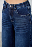 High Rise Low Curve Barrel Denim- Dark