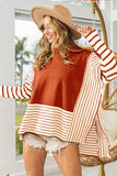 Side Slit Stripe Colorblock Sweater