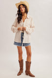 Striped Oversized Button Down Shirt, Taupe (S, M)