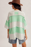 Thick Striped Oversized Side Slit Top (S, M)