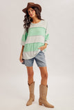 Thick Striped Oversized Side Slit Top (S, M)