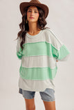 Thick Striped Oversized Side Slit Top (S, M)