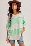 Thick Striped Oversized Side Slit Top (S, M)